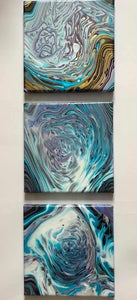 Acrylic Pouring triptych art