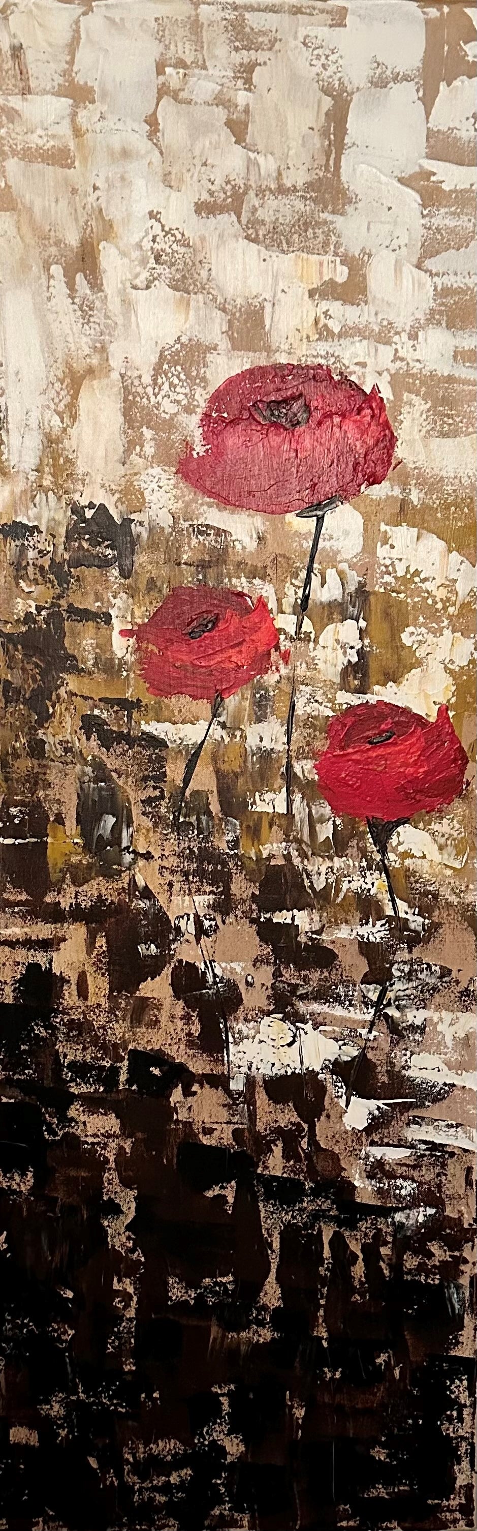 Calm poppies, Original acrylic painting on stretched canvas